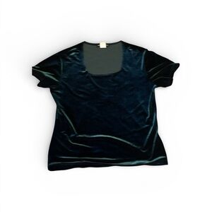 Green Velvet Short Sleeve Top